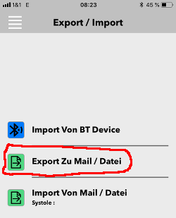 Auswahl Export